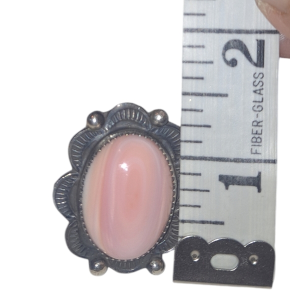 NAVAJO PINK CONCH Handmade Sterling Silver Adjustable - Picture 6 of 6